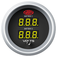 SAAS Dual Volt Digital Gauge 8v-18v 52mm Black Muscle Series 2 SGDDVLT52BS2