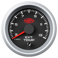 SAAS Exhaust Temp Gauge 300°-1300° 52mm Black Muscle Series 2 SGEXT52BS2