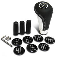 SAAS Leather Gear Knob Grey Stitched Aluminium Insert With 8 Shift Patterns SGKGL