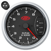 SAAS Tachometer 0-8K Shiftlite 3-3/4 Black Muscle Series 2 SGTAC334BS2