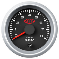 SAAS Tachometer 0-8K 52mm Black Muscle Series 2 SGTAC52BS2
