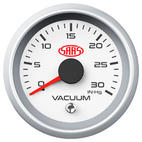 SAAS Vacuum Gauge 0-30inHg 52mm White Muscle Series 2 SGVAC52WS2