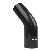 Raceworks Silicone Hose 45-Degree Reducer Elbow 2.75-3'' (70-76mm) Black