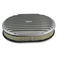 Oval Full Finned Air Cleaner 12" x 2" Holley Edelbrock Quadrajet Carter