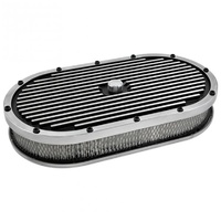 Oval Black Polished Air Cleaner 15" x 2" Finned Holley Edelbrock Quadrajet