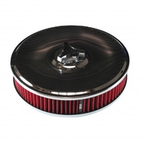 Chrome Air Cleaner 9" Wide x 2" Tall 3-1/16"(80mm) Nikki Carb Red Element
