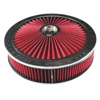 Extraflow Red Chrome Air Filter Cleaner 14" x 3" Holley Edelbrock Recessed Base