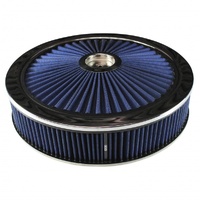 Extraflow Blue Chrome Air Filter Cleaner 14" x 3" Holley Edelbrock Recessed Base