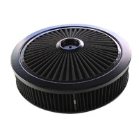 Extraflow All Black Air Filter Cleaner 14" x 3" Holley Edelbrock Recessed Base
