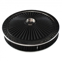 Extraflow Black Chrome Air Filter Cleaner 14"x 2" Holley Edelbrock Recessed Base