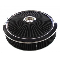 Extraflow Black Chrome Air Filter Cleaner 14" x 3" Holley Holden Quadrajet Base