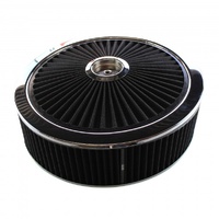 Extraflow Black Chrome Air Filter Cleaner 14" x 4" Holley Holden Quadrajet Base