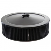Black Air Filter Cleaner 14" x 4" Holley Holden Quadrajet Base Washable Element