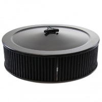 Black Air Filter Cleaner 14" x 4" Holley Rochester Recessed Base Washable Elemen