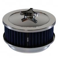 Chrome Air Cleaner 6-3/8" Wide x 2-1/2" Tall Suit 5-1/8" Holley Carb Blue Elem