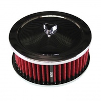 Chrome Air Cleaner 6-3/8" Wide x 2-1/2" Tall Suit 2-5/16" Carb Red Washable Elem