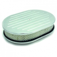 Oval Polished Ball Milled Air Cleaner 12" x 2" Holley Edelbrock Quadrajet Carter