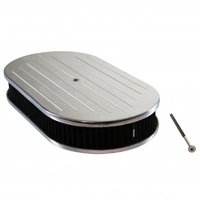 Oval Ball Milled Air Cleaner 15" x 2" Holley Edelbrock Quadrajet Black Filter