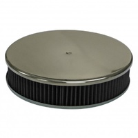 Smooth Polished Aluminium Air Cleaner 14" x 3" Holley Edelbrock Black Filter