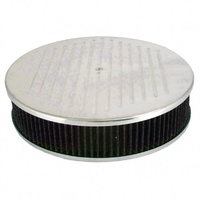 Ball Milled Aluminium Air Cleaner 14" x 3" Holley Edelbrock Black Cotton Filter