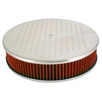 Ball Milled Aluminium Air Cleaner 14" x 3" Holley Edelbrock Red Cotton Filter