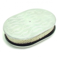 Oval Polished Flamed Air Cleaner 12" x 2"  Holley Edelbrock Quadrajet Carter