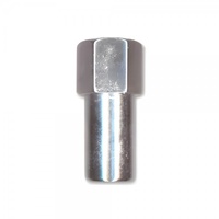Single Chrome Flat Extra Long Mag Nut (Open End) - 12mm x 1.5 Thread, 21mm Hex
