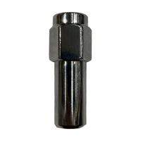 Single Chrome Flat Extra Long Mag Nut (Close End) - 12mm x 1.25 Thread, 21mm Hex
