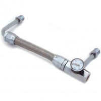 Dual Feed Stainless Fuel Line Chrome fittings adjustable Holley with 15psi Gauge