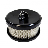 Black Plain Dish Style Air Cleaner 4" Wide x 2" Tall  -2 5/8" & 2-5/16" neck