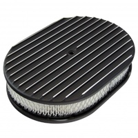 Oval Black Full Finned Air Cleaner 12" x 2" Holley Edelbrock Quadrajet Carter