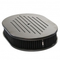 Oval Black Ball Milled Air Cleaner 12" x 2" Holley Edelbrock Quadrajet Carter