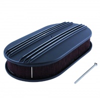Oval Black Dual Centre Finned Air Cleaner 15" x 2" Holley Edelbrock Quadrajet
