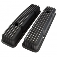 Valve Covers Black Chevrolet V8 Small Block 283-400 Finned Alloy Low Baffled-pr
