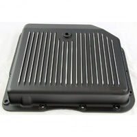 Transmission Pan GM Turbo 350 Black Finned Milled Alloy Gasket Bolts Hardware