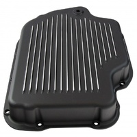 Transmission Pan GM Turbo 400 Black Finned Milled Alloy Gasket Bolts Hardware