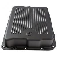 Transmission Pan GM Turbo 700 R4 Black Finned Milled Alloy Gasket Bolts Hardware