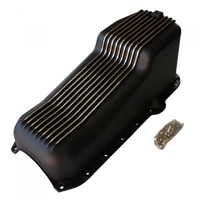 Oil Pan Chevrolet Sm Block 283-350 1980-85 Black Alloy Finned 2pce Rear Main
