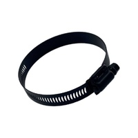 Single Stainless Steel Worm Gear 55-75mm Band Hose Clamp - Black