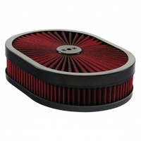 Oval Extraflow Black Edge Red Air Cleaner 12"x 2" Holley Edelbrock Quadrajet