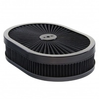 Oval Extraflow Black Edge Air Cleaner 12"x 2" Holley Edelbrock Quadrajet Carter