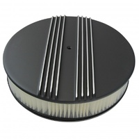 Black Alloy Dual Centre Finned Air Cleaner 14" x 3" Holley Edelbrock Paper Filt
