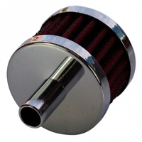 Vent Tube Breather Crankcase 1/2"(13mm) Chrome Top Red Element 