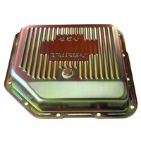 Transmission Pan GM Turbo 350 Finned Zinc 2" Standard OEM Depth with drain plug