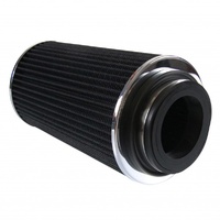 Conical High Flow Air Filter Multi Fit 3"-3.5"-4". 10" Tall Black/Chrome
