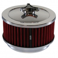 Chrome Air Cleaner 6-3/8" Wide x 3" Tall Suit Holley Carb Red Washable Element