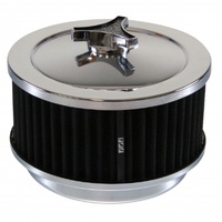 Chrome Air Cleaner 6-3/8" Wide x 3" Tall Suit Holley Carb Black Washable Element