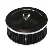 Chrome Air Cleaner 6-3/8" Wide x 2-1/2" Tall Suit 2-5/16" Carb Black Washable