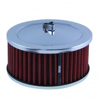 Chrome Air Cleaner 6-3/8" Wide x 3" Tall Suit 2-5/16" Carb Red Washable Element