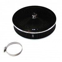 Chrome Air Cleaner 9" Wide x 2" Tall Suit 2-5/16" Stromberg Carb Black Element